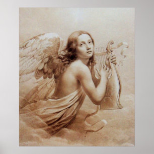 ENGEL BEIM LYRA SPIELEN ÜBER DEN WOLKEN POSTER