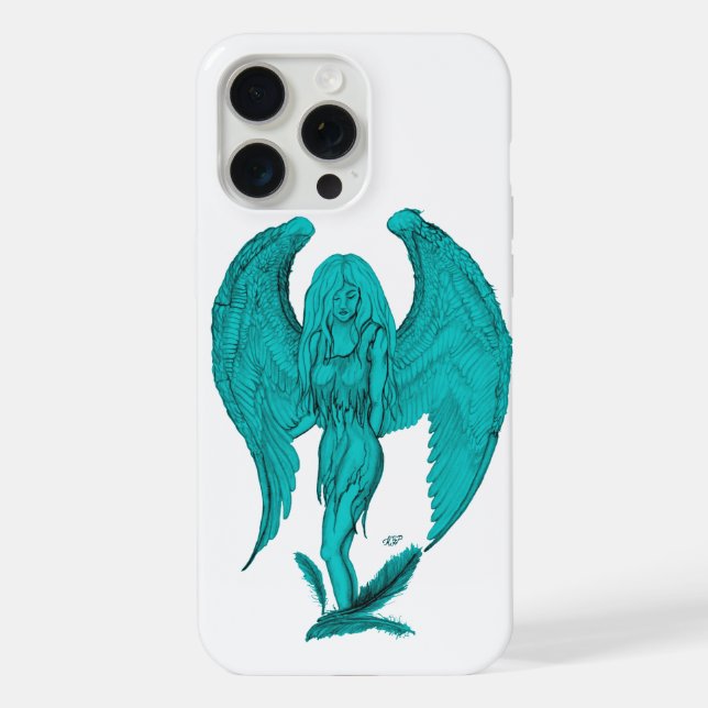 Engel, Bleistiftzeichnung iPhone 15 Pro Max Hülle (Rückseite)