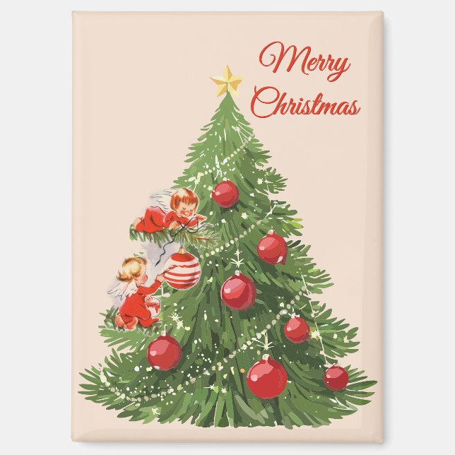 Engel dekorieren den Christbaum Magnet (Vorderseite)
