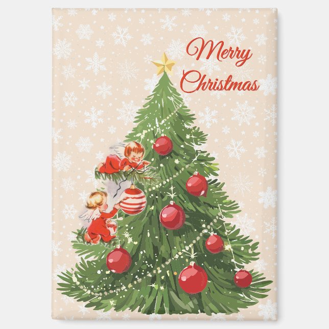 Engel dekorieren den Christbaum Magnet (Vorderseite)