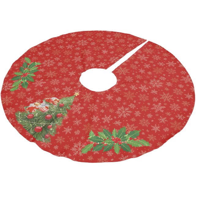 Engel dekorieren den Christbaum Polyester Weihnachtsbaumdecke (Schrägansicht)