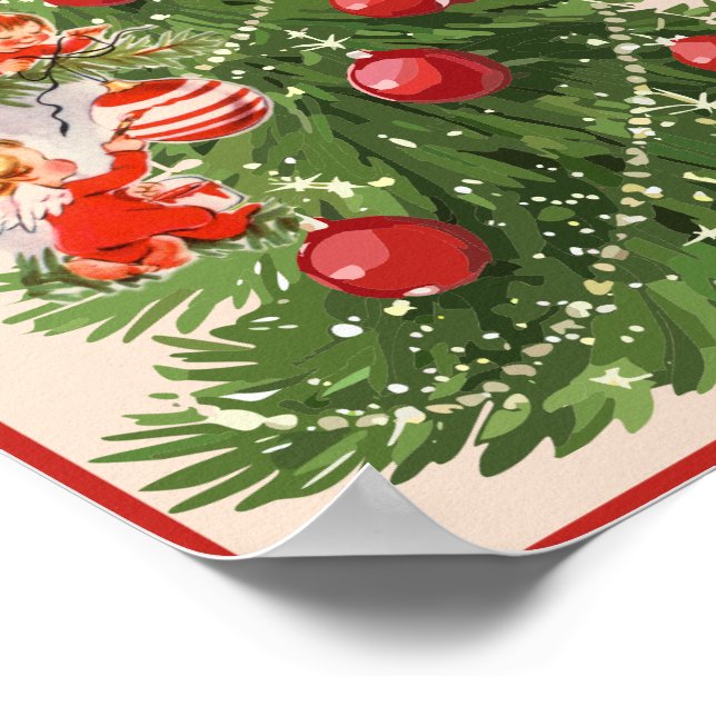Engel dekorieren den Christbaum Poster (Ecke)