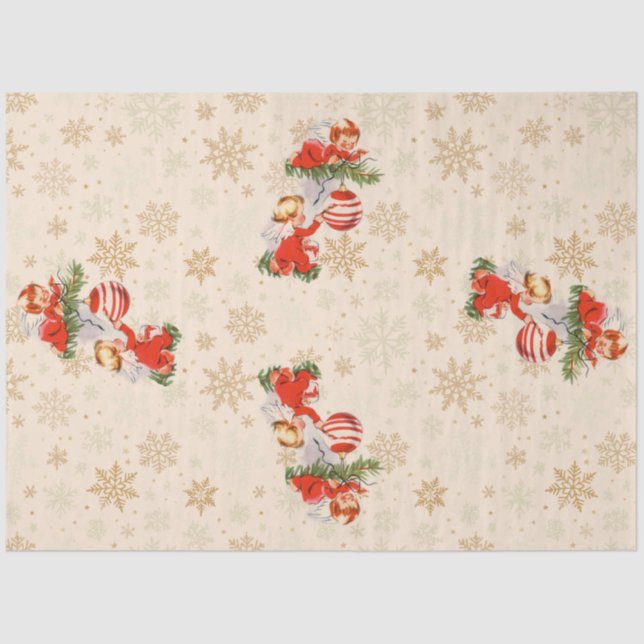 Engel dekorieren den Christbaum Seidenpapier (Vorderseite)