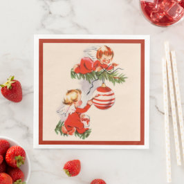 Engel dekorieren den Christbaum Serviette