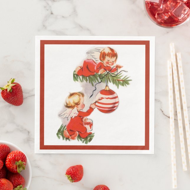 Engel dekorieren den Christbaum Serviette (Beispiel)