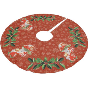 Engel dekorieren Rot Goldschneeflocken Polyester Weihnachtsbaumdecke