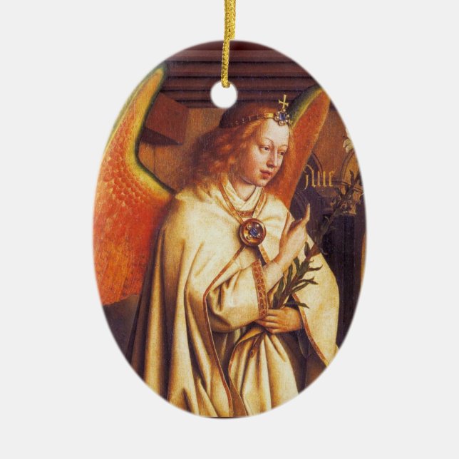 Engel der Annunziation Red Gemstone Weihnachten Keramikornament (Vorne)