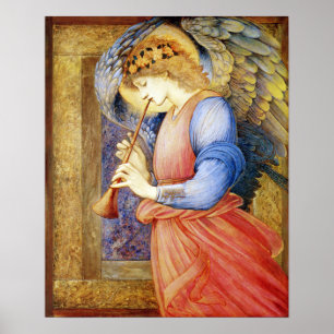 Engel, der einen Flageolett Burne-Jones Poster