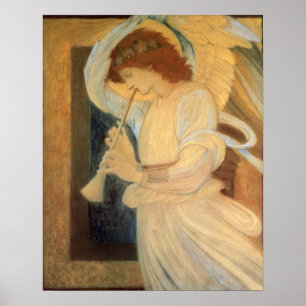 Engel, der Flageolett durch Burne Jones spielt Poster