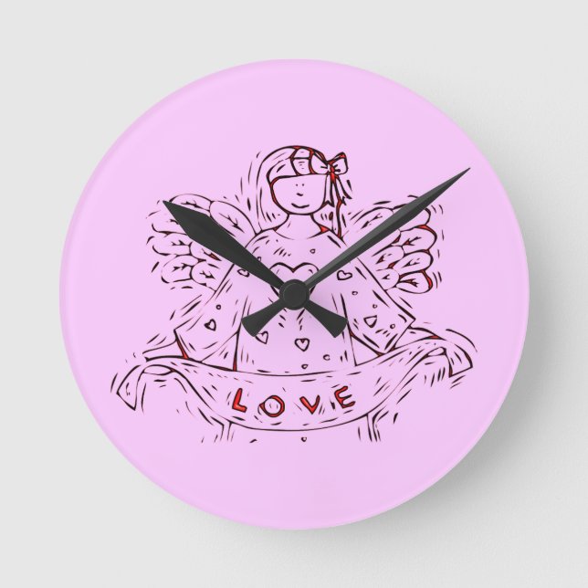 Engel der Liebe Runde Wanduhr (Vorderseite)