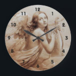 ENGEL, DER LYRA ÜBER DEN WOLKEN SPIELT GROßE WANDUHR<br><div class="desc">Elegante,  künstlerische und klassische Entwurfs-Aquarellmalerei im weißen Sepia,  braune Farben Re--arbeitte italienischen schönen Kunst von der des 18. Jahrhunderts aus</div>