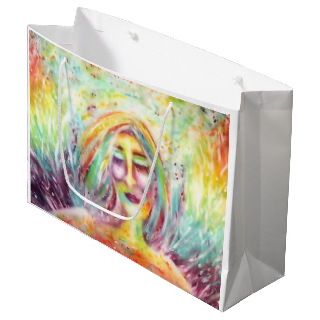 "Engel der Unvollkommenheit" Kunst durch Victoria Große Geschenktüte (Vorderseite Schrägansicht)