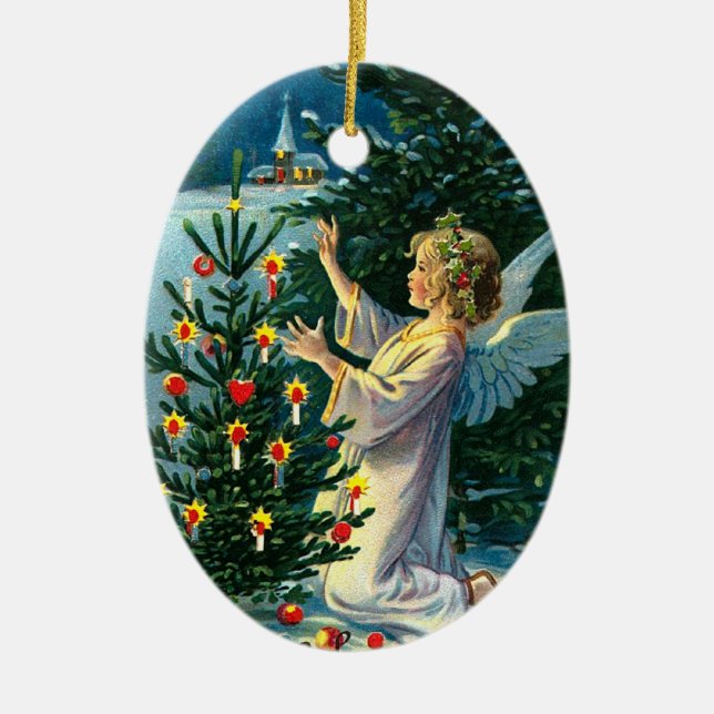 Engel, der Weihnachtsbaum 2 verziert Keramikornament (Vorne)