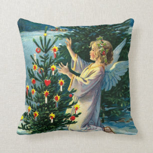 Engel, der Weihnachtsbaum 2 verziert Kissen