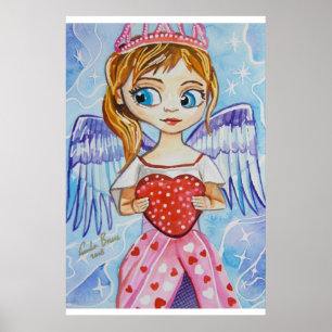 Engel des niedlichen Mädchens der Liebe mit einem Poster