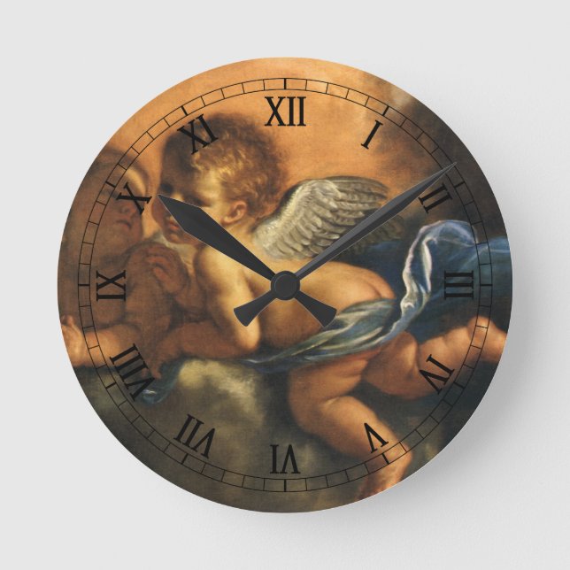 Engel Detail, Schutzheilige von Modena von Guercin Runde Wanduhr (Vorderseite)