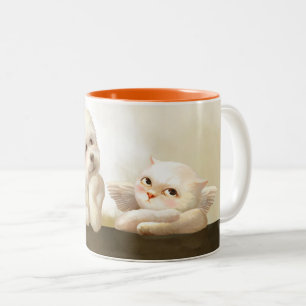 Engel-Duo: lächelnder Bichon und Bao Bao Cloud Zweifarbige Tasse