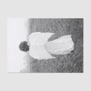 Engel Elegante Schwarz-Weiß-Foto-Kunst Seidenpapier