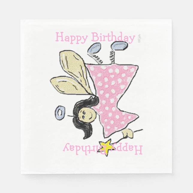 Engel/Fairy (rosa) Serviette (Vorderseite)