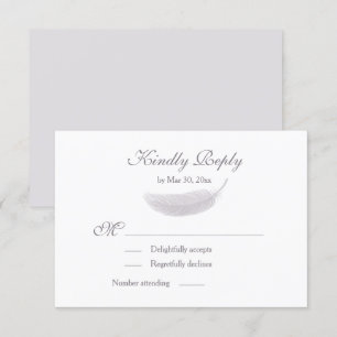 Engel Feder Flieder Weiß Grau Hochzeit RSVP Einladung