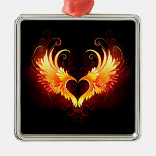 Engel Feuer Herz mit Flügeln Ornament Aus Metall