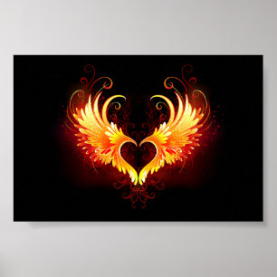 Engel Feuer Herz mit Flügeln Poster