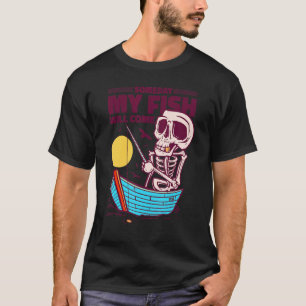 Engel Fischerboot Skelett Schädel Angler T-Shirt