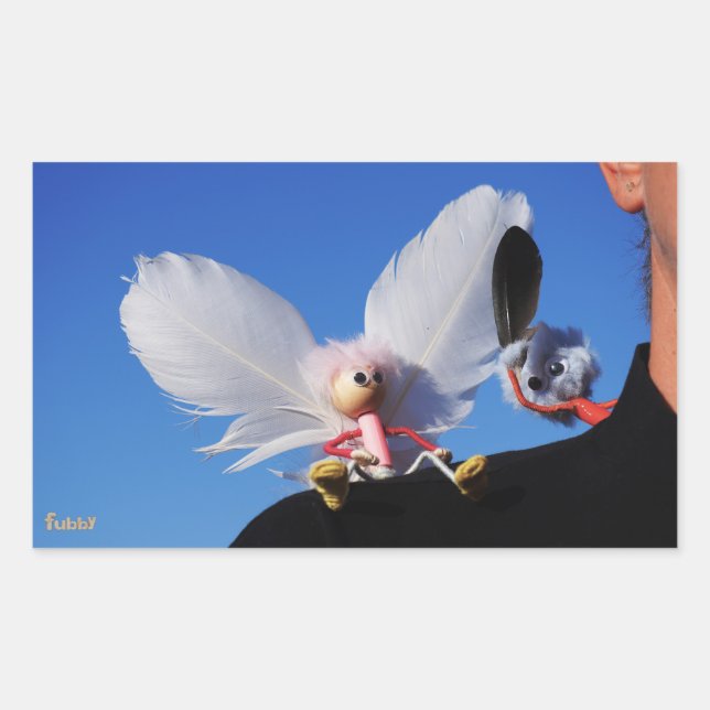 Engel fubby op mijn schouder met uitdagend Monster Rechteckiger Aufkleber (Vorderseite)
