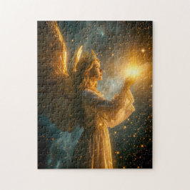 Engel hält einen strahlenden Stern