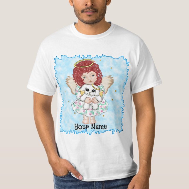 Engel hält Hund T-Shirt (Vorderseite)
