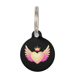 Engel Heart mit Coolen rosa Flügel und Kronen A To Haustiermarke