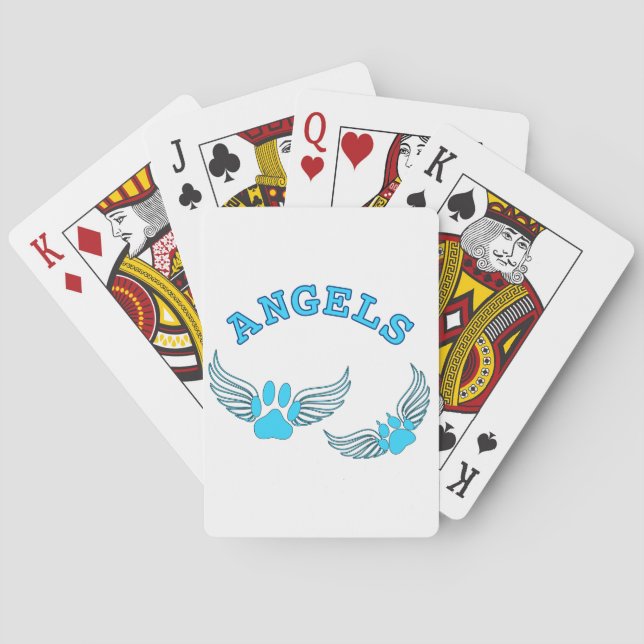 Engel-Heimtiere in Blau Spielkarten (Rückseite)