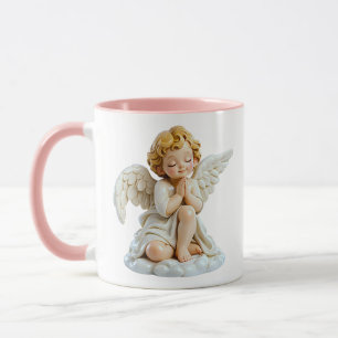Engel-Illustration Süß Betend Weiß Tasse