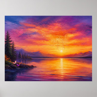 Engel im Himmel beim Sonnenuntergang, der auf uns  Poster