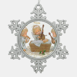 Engel im Weihnachtsmagier Pewter Snowflake oder Schneeflocken Zinn-Ornament