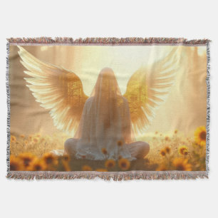 Engel in den Sonnenblumen bei Sonnenuntergang Decke