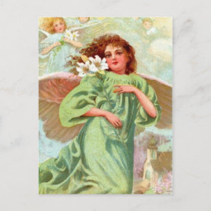 Engel in grüner Manschette Postkarte