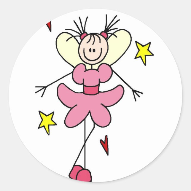 Engel in rosa Aufkleber aus Strichmännchen (Vorderseite)