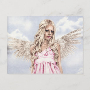 Engel in rosa Postkarte