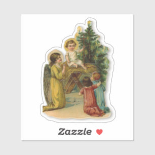 Engel & Jesus Christliche Antike Weihnachts Mädche Aufkleber