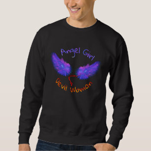 Engel Mädchen Teufel Frau blau feurige Flügel star Sweatshirt