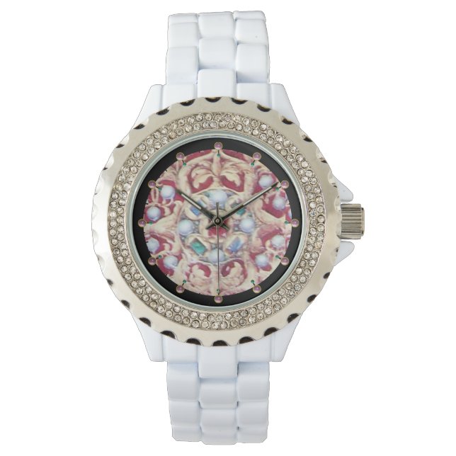 ENGEL MIT ANTIKEN JUWELEN, EDELSTEINE, PERLEN ARMBANDUHR (Vorderseite)