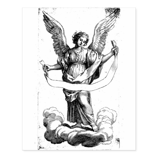 Engel mit Banderole-Kautschuk-Briefmarke Gummistempel (Prägung)