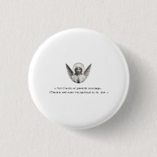 Engel mit biblischem Vers - "Festung und Pfau Button