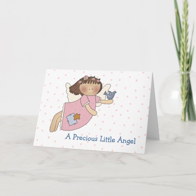 Engel mit Bird Baby Girl Grußkarte Karte (Vorderseite)