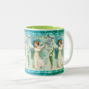 Engel mit Blauer Glocke Zweifarbige Tasse