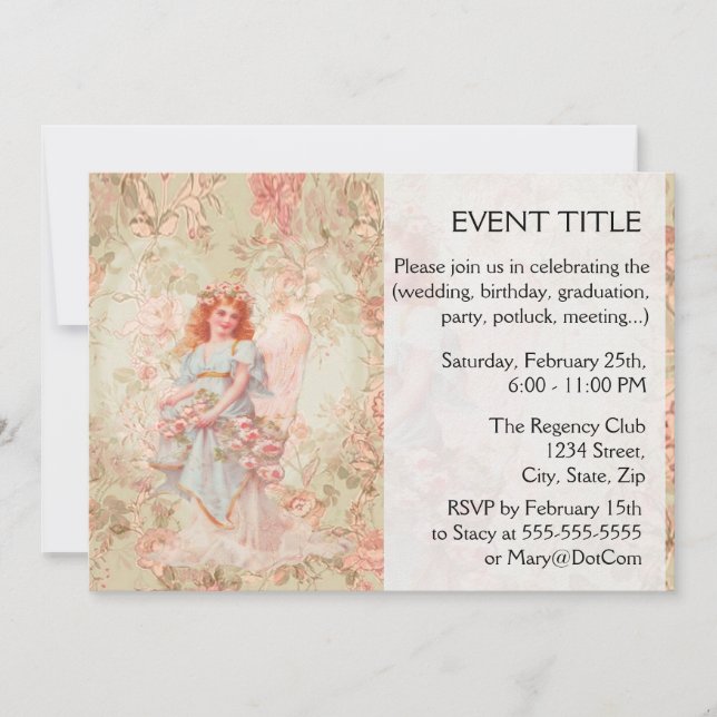 Engel mit Blume Einladung (Vorderseite)