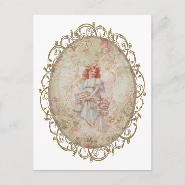 Engel mit Blume Postkarte (Vorderseite)