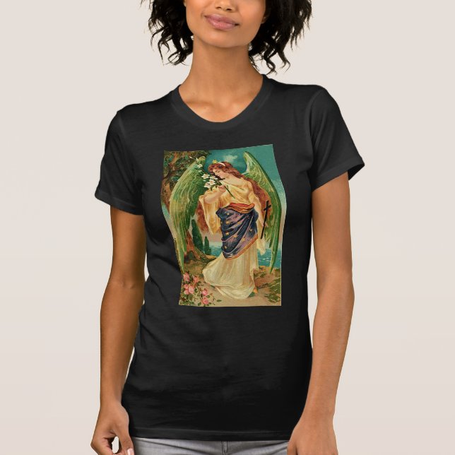 Engel mit Blumenzweig T-Shirt (Vorderseite)
