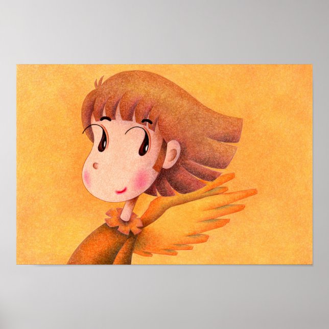 Engel mit braunen Haaren. Poster (Vorne)